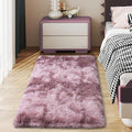 Soft Runner Rugs for Bedroom Hallways, 2x4 Tie-Dyed Grey Purple Fluffy Shag by Ailyei