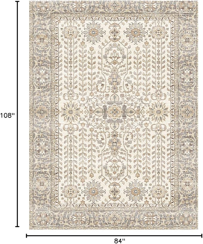 7x9 Area Rugs for Living Room, Thin Washable Rug, Non-Slip Foldable Area Rug - Image 2