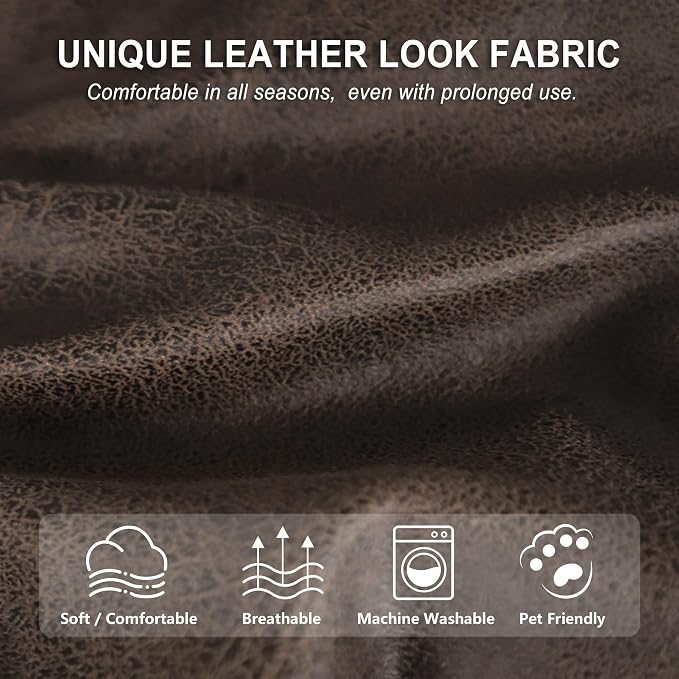 Leather Look Couch Cushion Covers Sofa Seat Slipcovers Sets Couches Furniture - Image 4