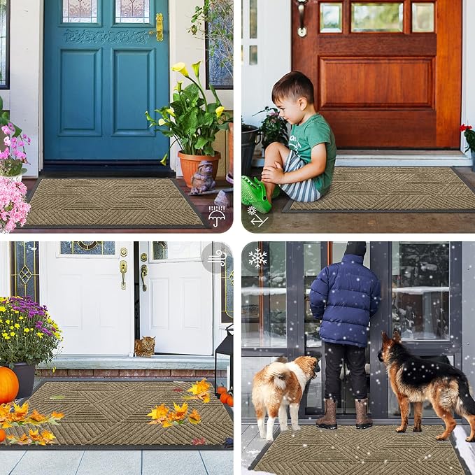 Smiry Front Door Mat Outside Entrance, Heavy Duty Sturdy Natural Rubber Doormat - Image 7