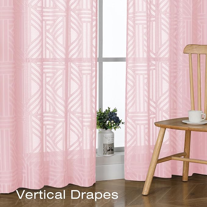 Simplebrand Blush Sheer Curtains 72 Inch Length 2 Panels - Image 5