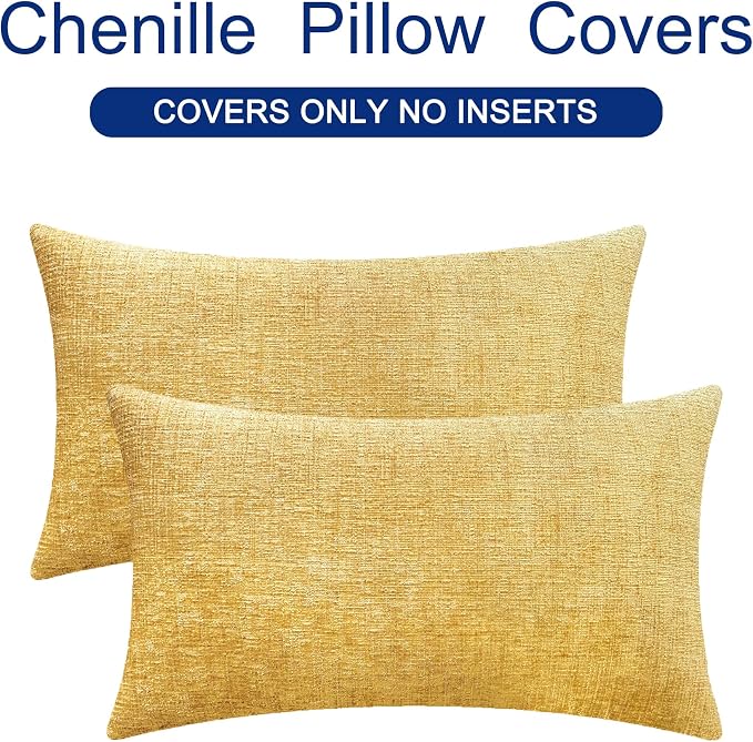 CaliTime Throw Pillow Covers Decorative 16 X 26 Inches Pack of 2 Cozy Chenille - Image 6