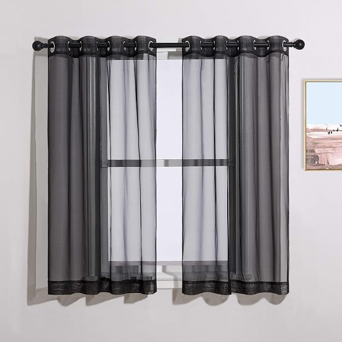 NICETOWN Sheer Curtains for Windows 54 inch Long, Ring Top Soft Voile Sheer by NICETOWN