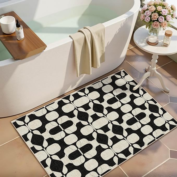 Latte&Fog 2x3 Entryway Rug, Small Modern Abstract Door Mat Samll Rug, Washable - Image 3