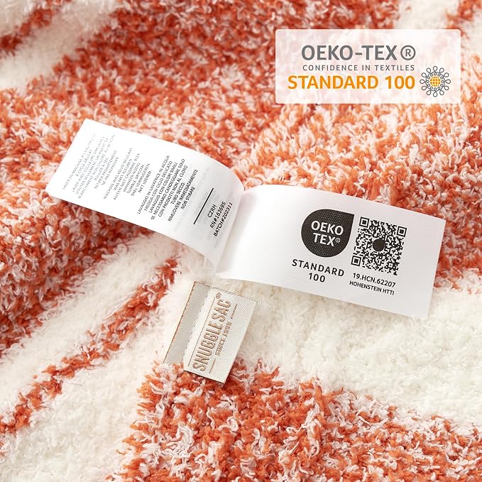 Snuggle Sac Orange Bedding Blanket Ultra Soft Microfiber, Warm Cozy Knit - Image 3
