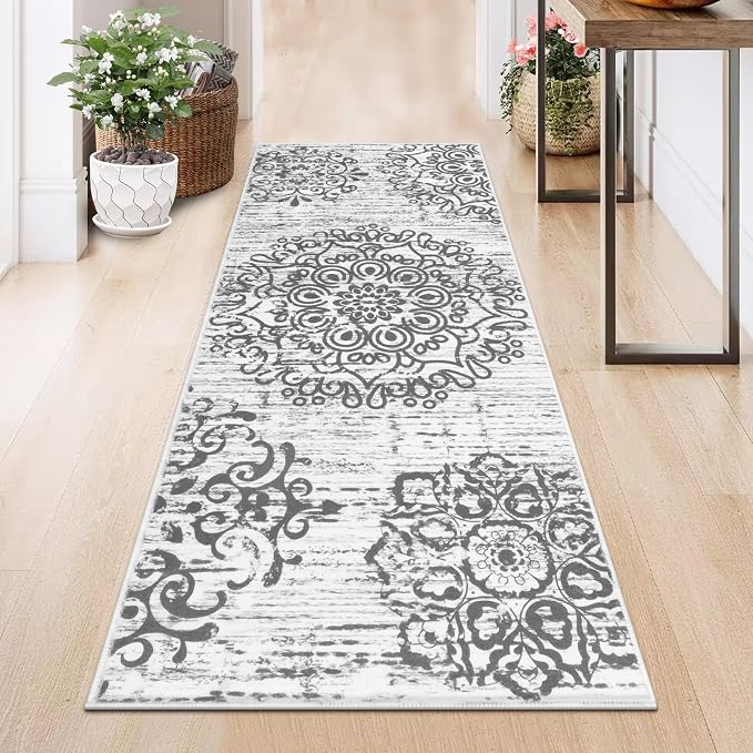 HEBE Hallway Runner Rug 2'x5' Washable Vintage Distressed Area Rugs Non Slip - Image 9