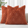 decorUhome Throw Pillow Covers 18x18 Inch Set of 2, Soft Plush Faux Wool Rust by decorUhome