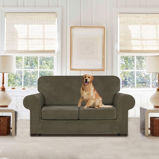 WEERRW Velvet Couch Covers for 2 Cushion Couch Sofa - Image 2