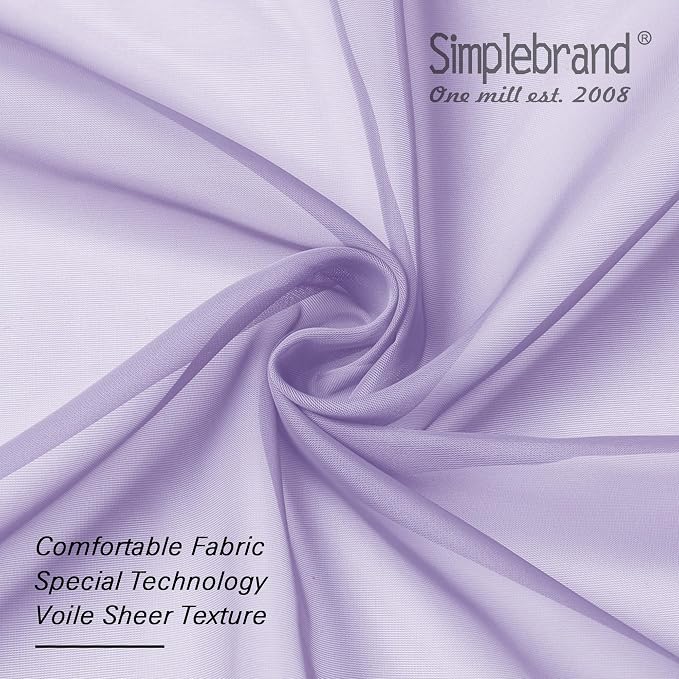 Simplebrand Lavender Sheer Curtains 84 Inches Long, Light Filtering Rod Pocket - Image 6