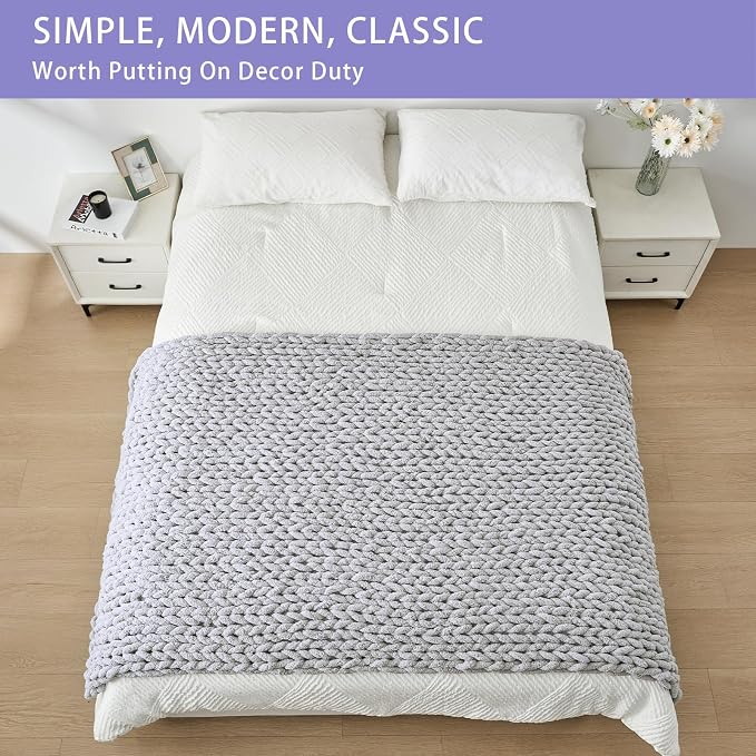 Bigacogo Chunky Knit Throw Blanket - Image 3