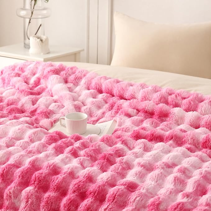 COOVA Faux Fur Throw Blanket for Couch, Cozy Soft and Fuzzy Plush Rabbit Fur - Image 3