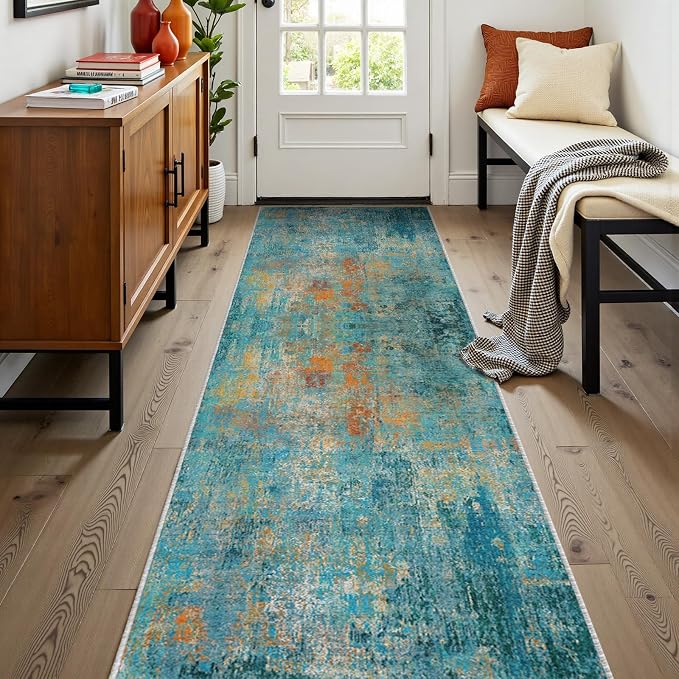 Washable Area Rugs 2'x8' Non-Slip Modern Abstract Soft - Image 2