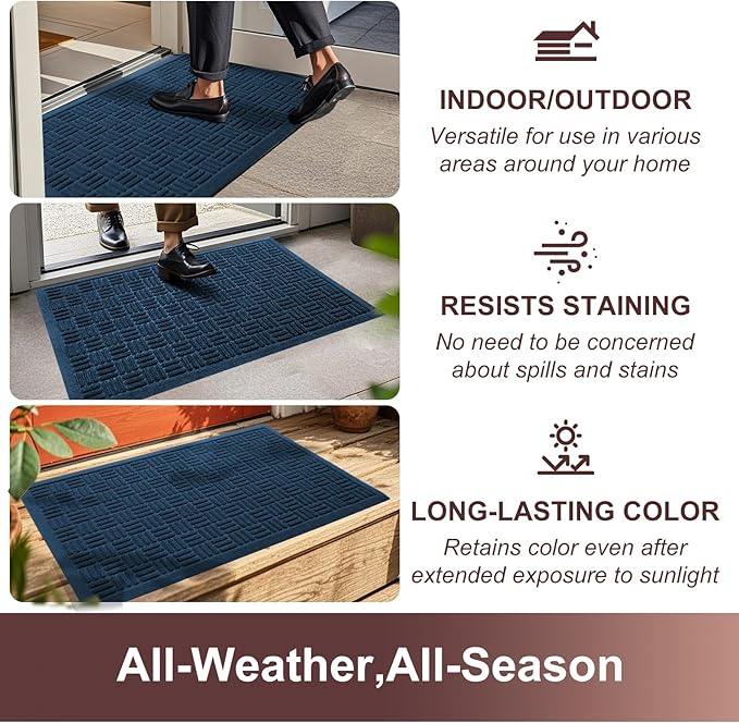 Mibao Front Door Mat Indoor Outdoor Entrance, Dirt Trapping Waterproof - Image 5