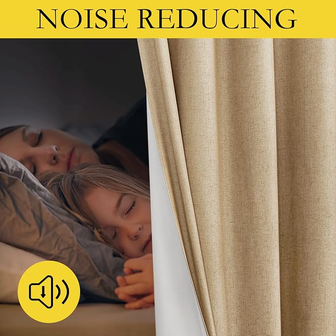 NICETOWN 100% Absolutely Blackout Linen Curtains - Image 3