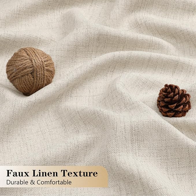 OVZME Natural Valance for Windows, Light Filtering Faux Linen Textured Small - Image 4