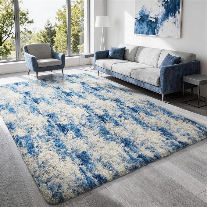 Ophanie Blue White and Grey Area Rugs - Image 5