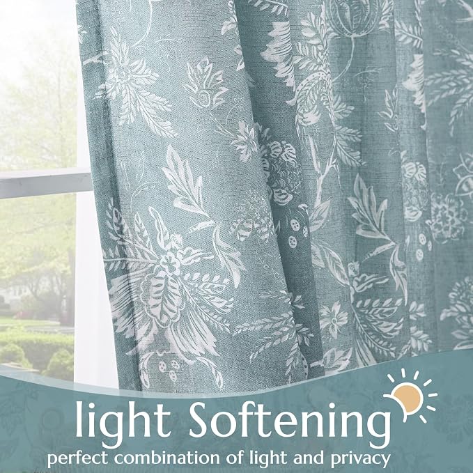jinchan Linen Floral Curtains for Living Room, 84 Inch Length Curtains - Image 5