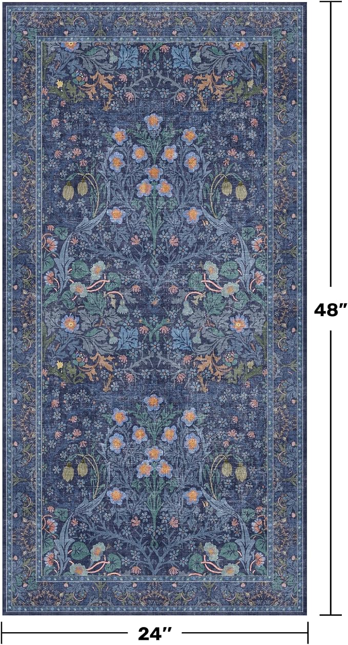 Dark Blue Washable 2x4 Entry Rug - Image 2