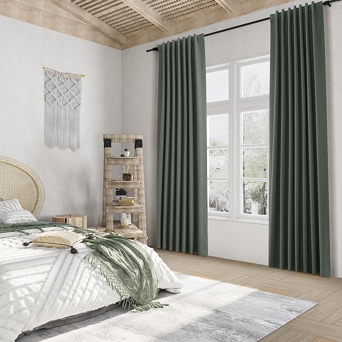 Guken Olive Green 100% Blackout Curtains 96 Inch Length 2 Panels Set - Image 7