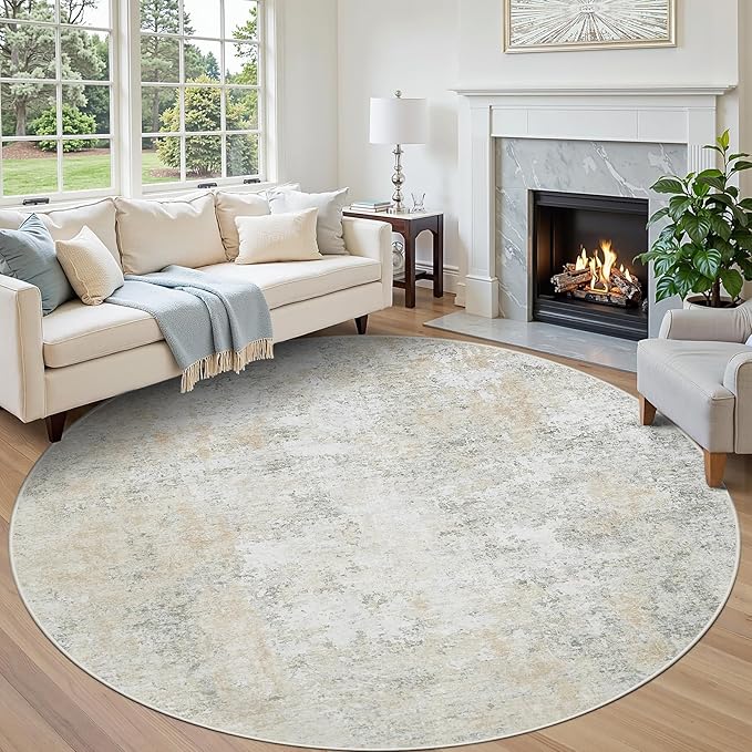 Round Rug 8ft Circle Rug Washable: Carpet Circular Area Rug by Aelenmu