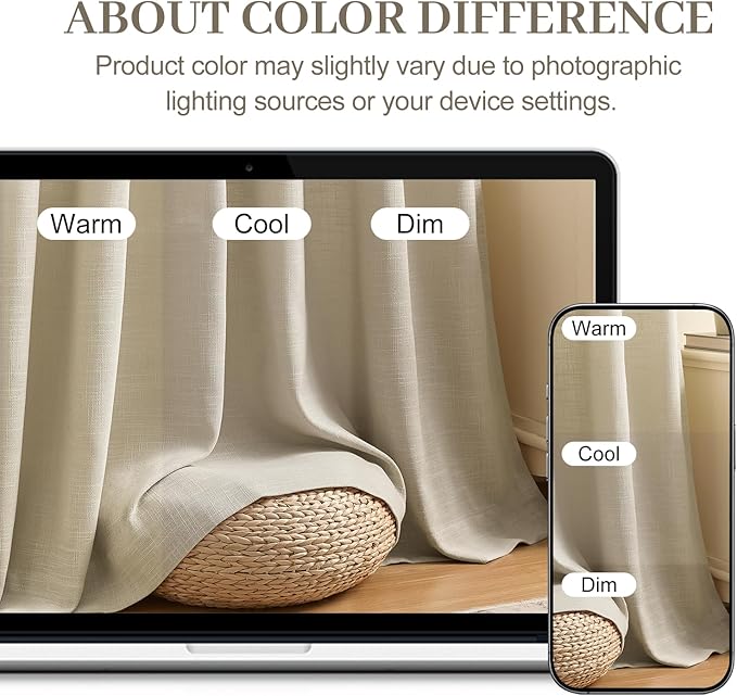 Pinch Pleated Linen Curtains 84 Inch Length 2 Panels Set, Light Filtering Linen - Image 8