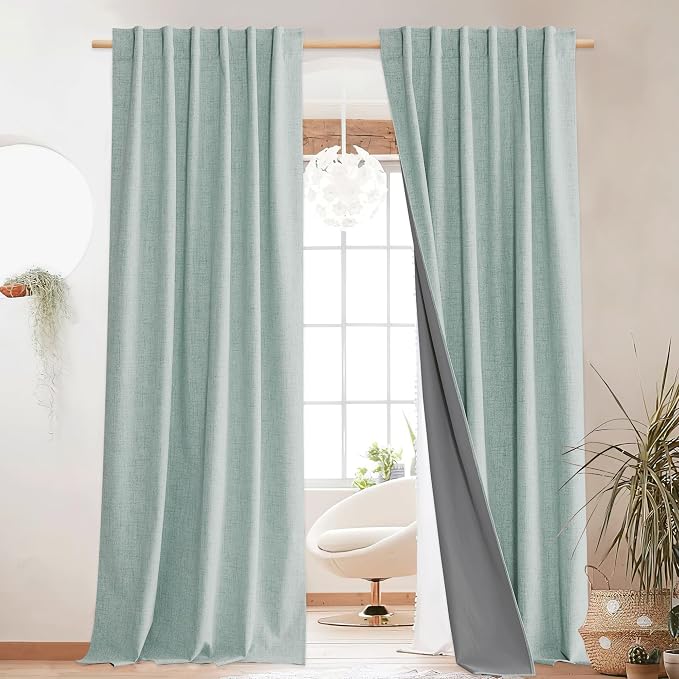 NICETOWN Linen Blackout 108 inch Curtains - Image 2