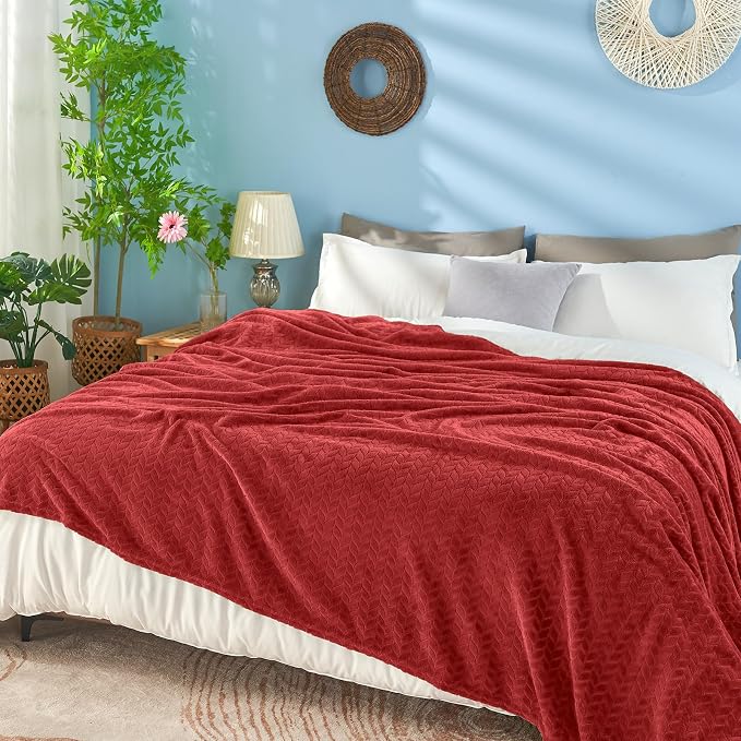 inhand Fleece Twin Blanket for Bed Ruby red Throw Blanket for Couch Super Soft - Image 5