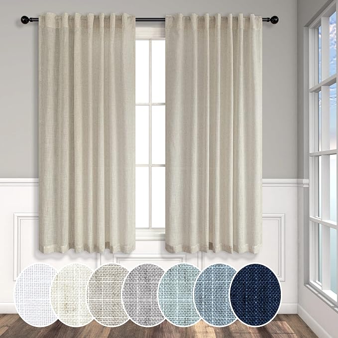 Pitalk Beige Curtains 54 Inch Length by Pitalk
