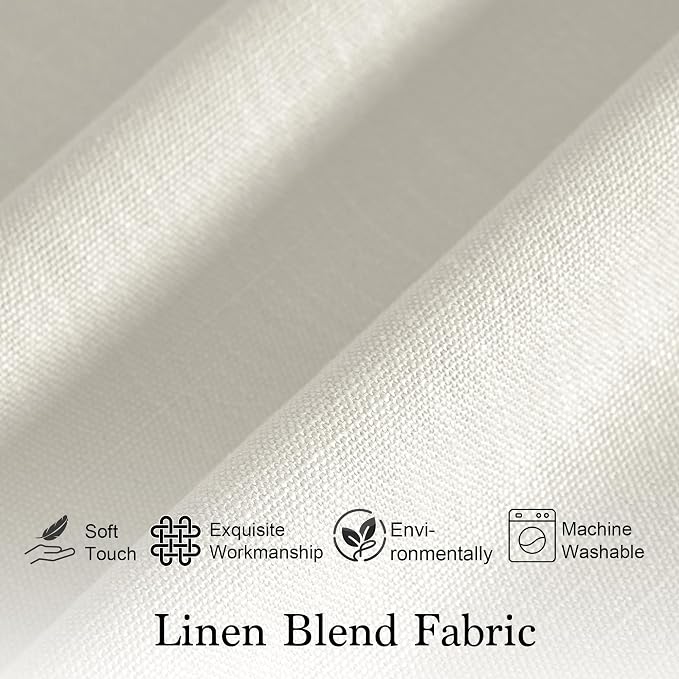 RYB HOME Short Kitchen Valances Thick Faux Linen Blended 2 Panels, Privacy - Image 5