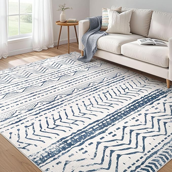 Nakagishi 5x7 Area Rug Living Room: Machine Washable Boho Large Neutral by NakagishiAreaRug