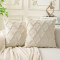 Set of 2 Soft Moroccan Throw Pillow Covers 22x22 Inch Plush Boho Decorative by Cozoomy