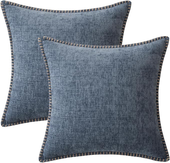 MIULEE Pack of 2 Couch Throw Pillow Covers 18x18 Inch Dark Grey Blue Farmhouse - Image 6