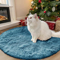 OLANLY Slate Blue Round Rugs for Bedroom by OLANLY