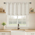 OVZME Natural Valance for Windows, Light Filtering Faux Linen Textured Small by OVZME