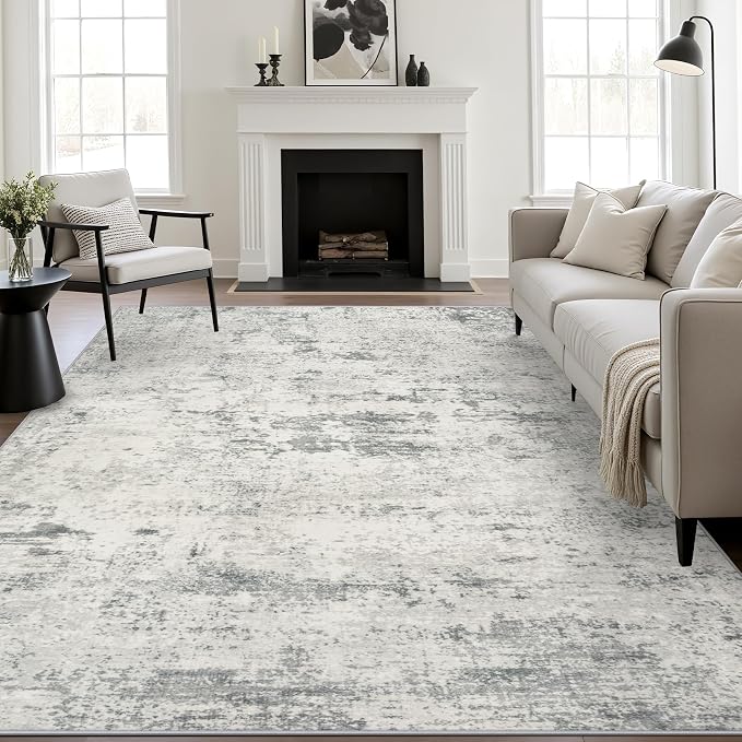 6x9 Area Rug Living Room: Modern Washable Indoor Soft Carpet Gray | by FXRHLP