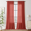 Christmas Red Linen Curtains 102 Inches Long by Nanspring
