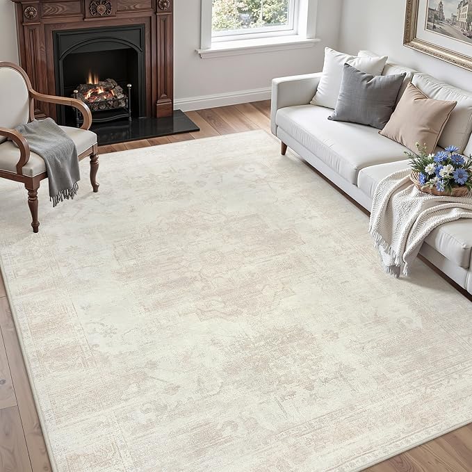 6x9 Area Rugs for Living Room: Vintage Boho Neutral Washable Rug Indoor Soft - Image 3