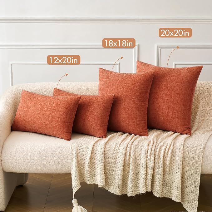 MIULEE Pack of 2 Couch Throw Pillow Covers 18x18 Inch Soft Burnt Orange - Image 4