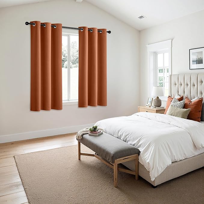 MIULEE Fall Blackout Curtains for Bedroom 2 Panels 40 x 63 Inch Long Rust | - Image 6