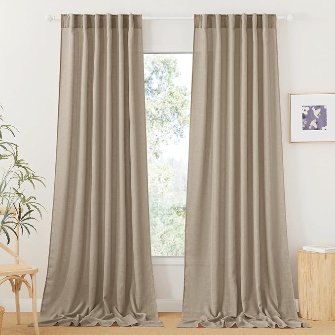 RYB HOME Linen Curtains for Windows by RYBHOME