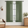 Nanspring Forest Green Linen Curtains 63 Inch Length by Nanspring