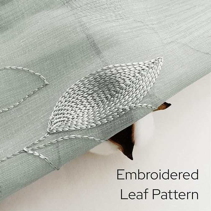 HOMEIDEAS Sage Green Sheer Kitchen Curtains 30 X 36 Inch Length 2 Panels - Image 3