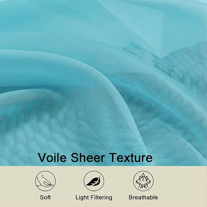 Sheer Curtains 63 Inch Length 2 Panels Set - Image 3