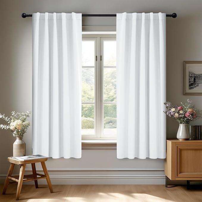 Deconovo Semi 50% Light Blocking Pure White Curtains by Deconovo