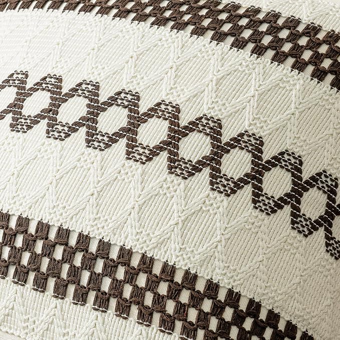 MIULEE Set of 2 Dark Brown Boho Decorative Pillow Covers 20x20 Inch Farmhouse - Image 4
