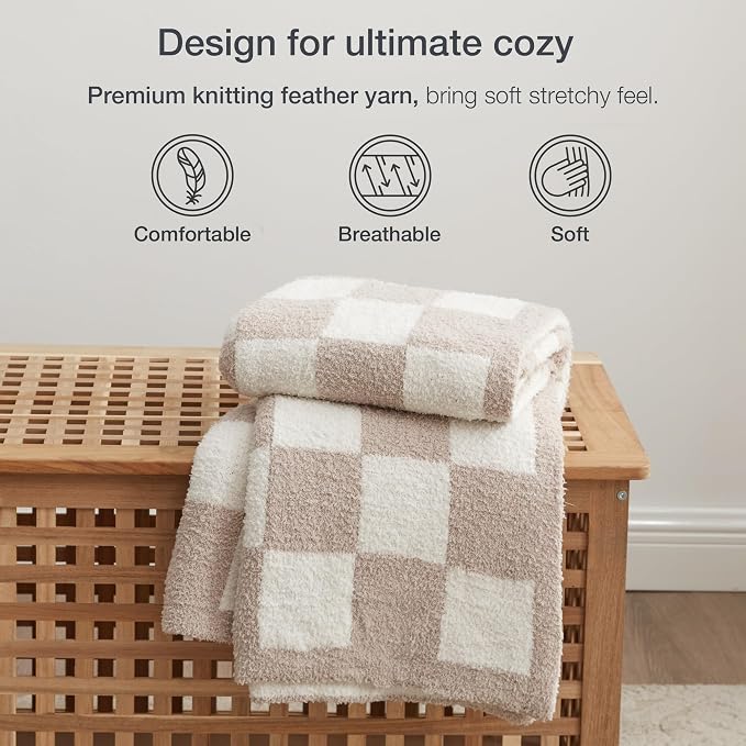 EXQ Home Checkered Throw Blanket, Knitted Blanket - Image 6