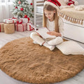 OLANLY Khaki Round Rugs for Bedroom by OLANLY