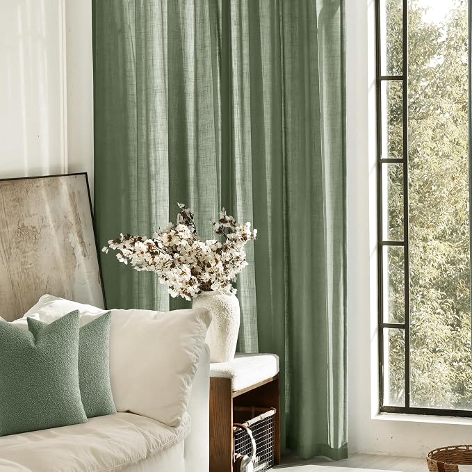 Olive Green Curtains 84 inch Length 2 Panels - Image 7