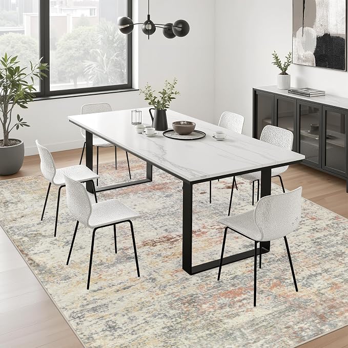 9x12 Area Rug Living Room: Modern Washable Indoor Soft Carpet Taupe | - Image 4