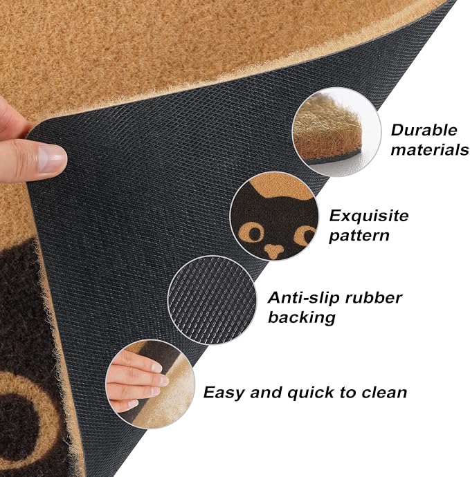 UINI Door Mat Outdoor Indoor Welcome Mats, Cute Cat Front Doormat, Non Slip - Image 4
